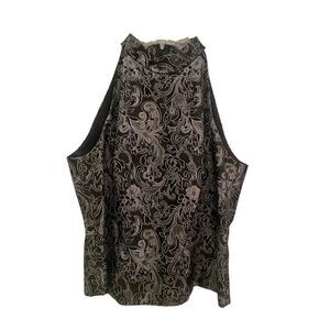 Michaelanelo black silver floral top